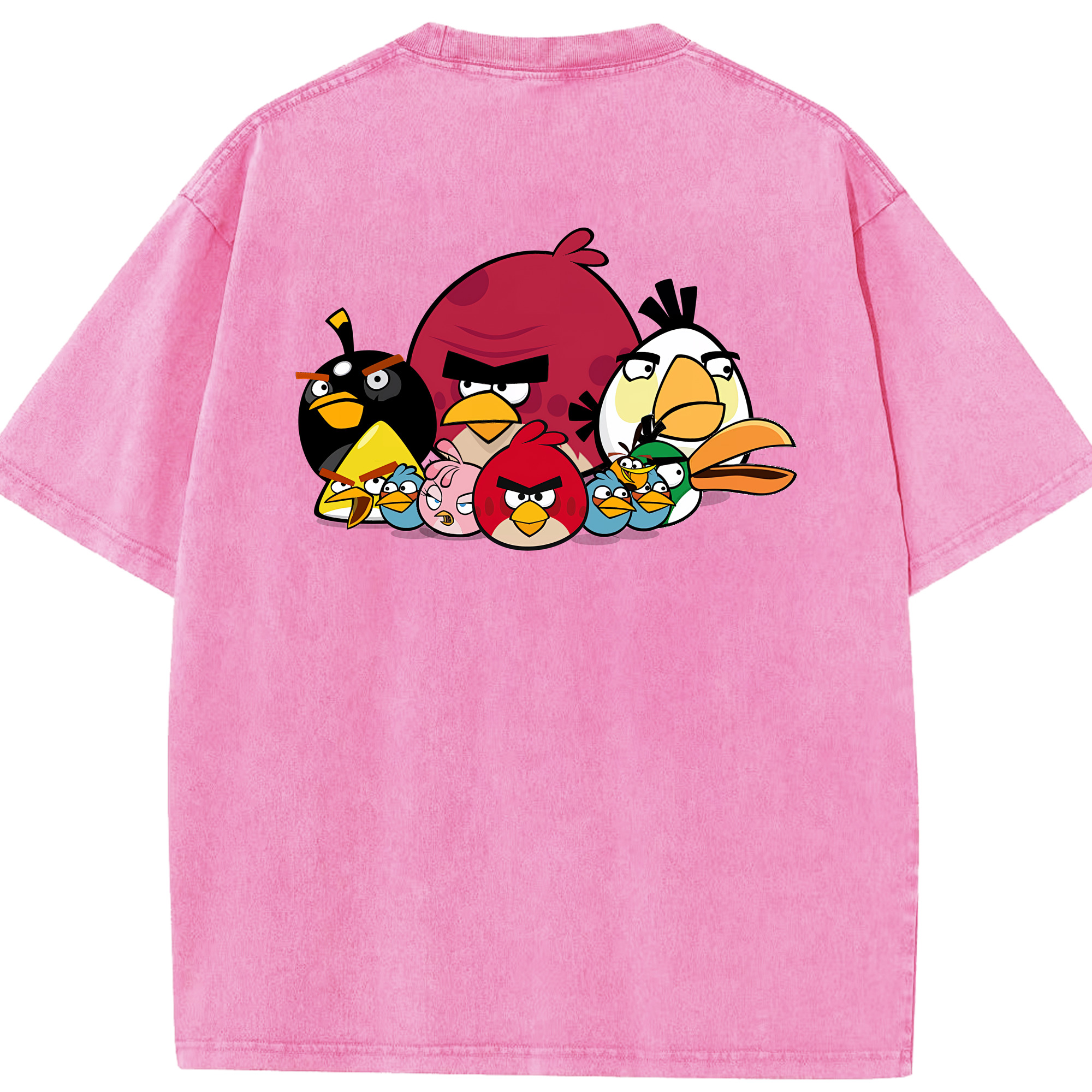 （画像用） Angry Birds アングリーバード 綿100% ヴィンテージ風 半袖Tシャツ（背面プリント）